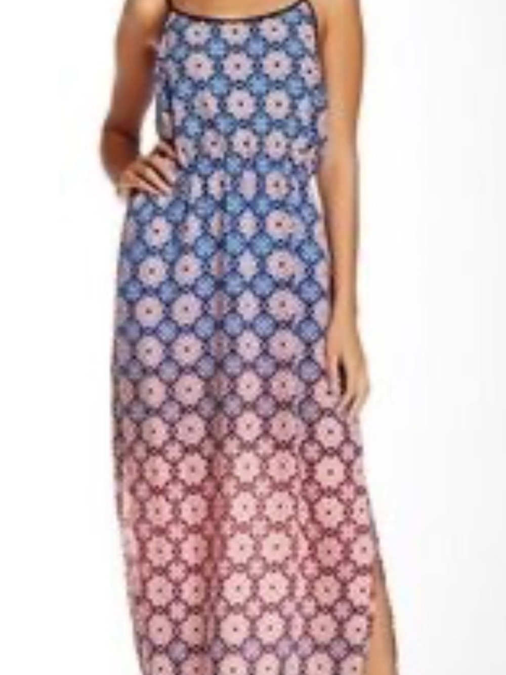 Vince Camuto Blue and Pink Floral Ombre Maxi Dress